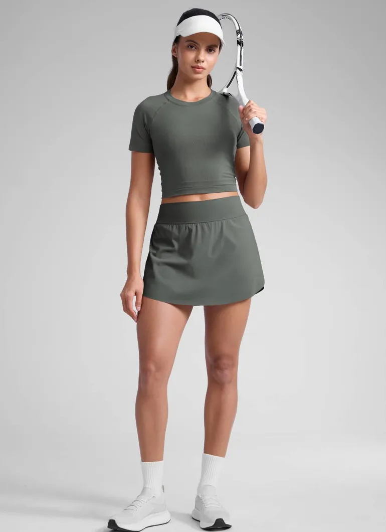 A Line High Rise Pocket Side Slit Skirt 14.5''
