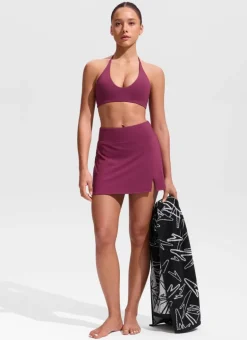 A Line Side Split Built in Brief Swim Skirt