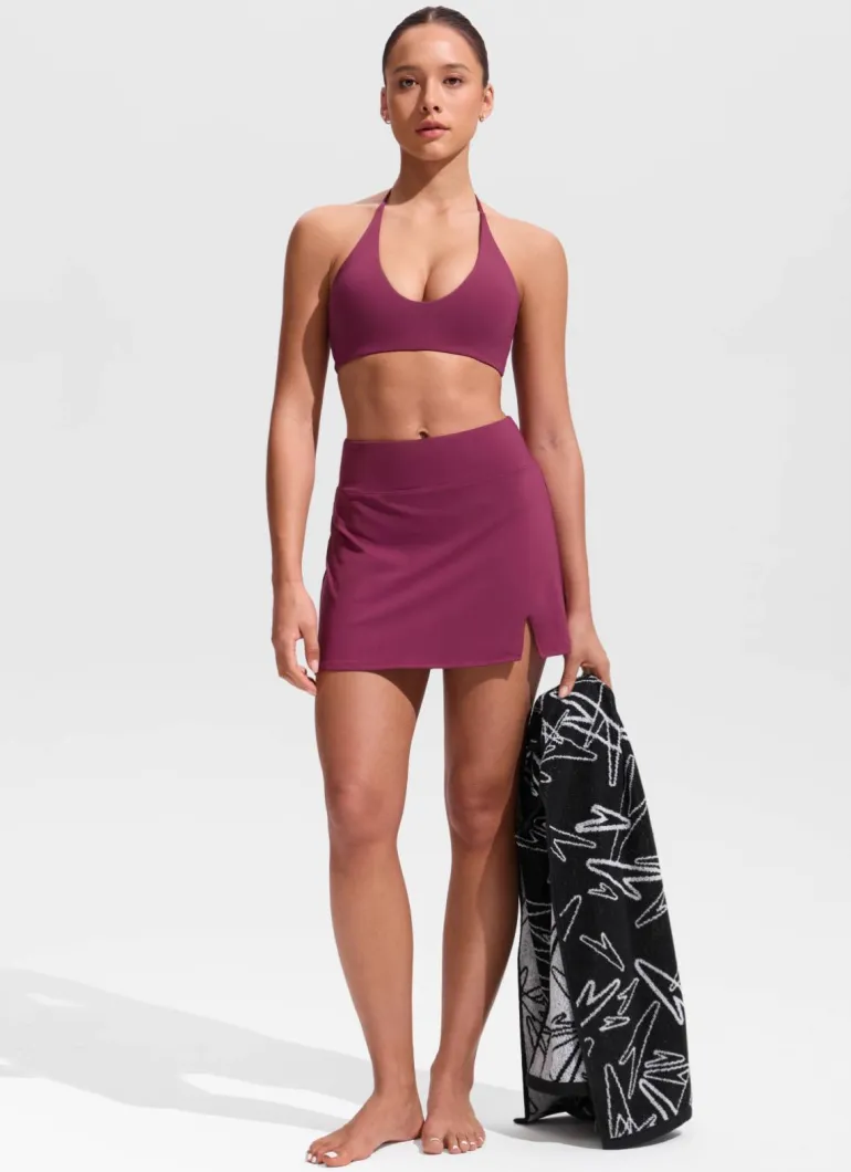 A Line Side Split Built in Brief Swim Skirt