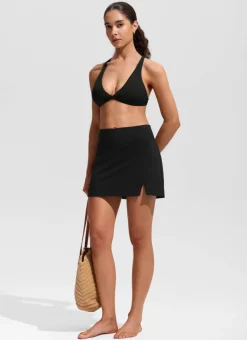 A Line Side Split Built in Brief Swim Skirt