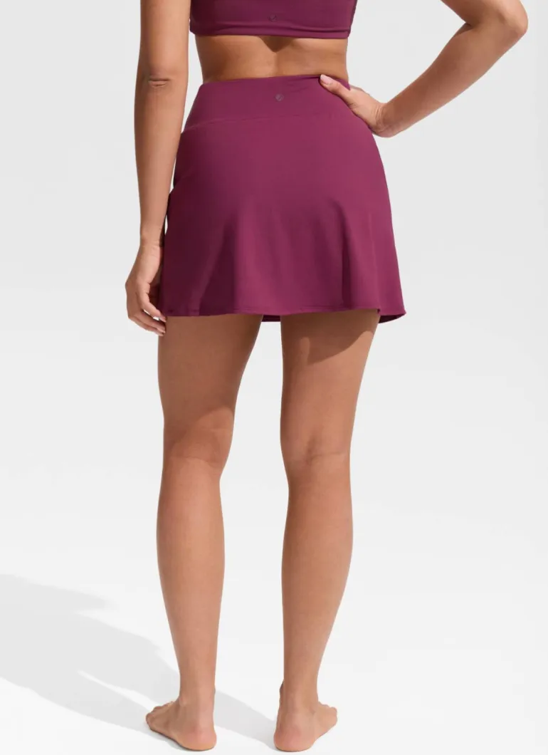 A Line Side Split Built in Brief Swim Skirt