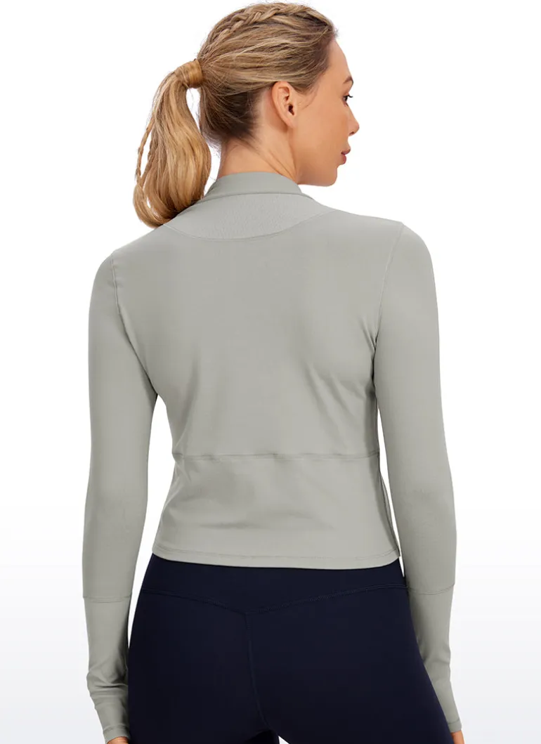 Brushed Half Zip Cropped Long Sleeve
