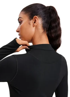 Brushed Half Zip Cropped Long Sleeve