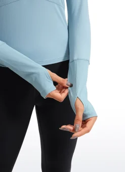 Brushed Half Zip Cropped Long Sleeve