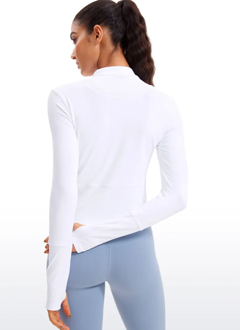 Brushed Half Zip Cropped Long Sleeve