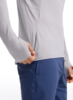 Brushed Half Zip Long Sleeve with Thumbhole