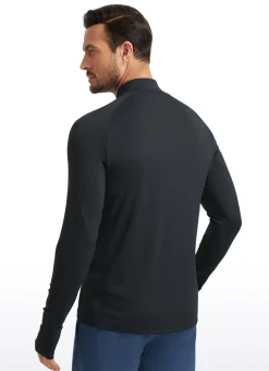 Brushed Half Zip Long Sleeve with Thumbhole
