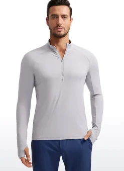 Brushed Half Zip Long Sleeve with Thumbhole