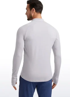 Brushed Half Zip Long Sleeve with Thumbhole
