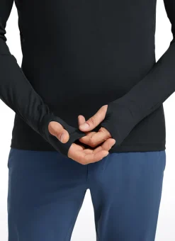 Brushed Half Zip Long Sleeve with Thumbhole