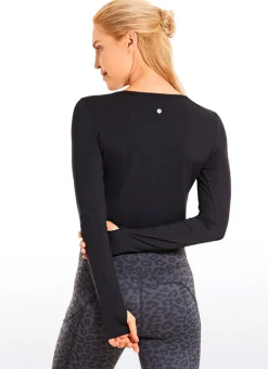 Brushed Thumbhole Cropped Long Sleeve