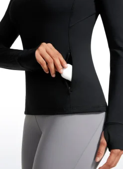 Brushed Thumbhole Half Zip Long Sleeve