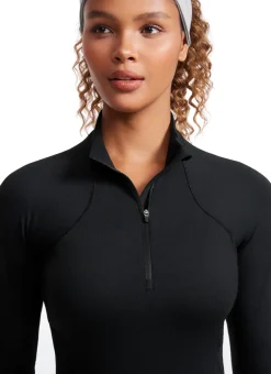 Brushed Thumbhole Half Zip Long Sleeve