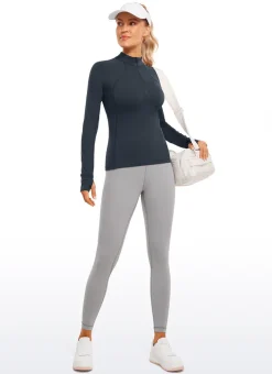 Brushed Thumbhole Half Zip Long Sleeve