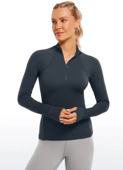 Brushed Thumbhole Half Zip Long Sleeve