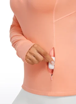 Brushed Thumbhole Half Zip Long Sleeve