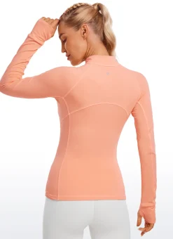Brushed Thumbhole Half Zip Long Sleeve