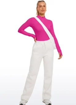 Brushed Thumbhole Half Zip Long Sleeve