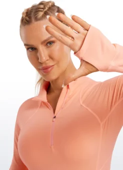 Brushed Thumbhole Half Zip Long Sleeve