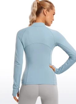 Brushed Thumbhole Half Zip Long Sleeve