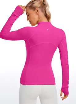 Brushed Thumbhole Half Zip Long Sleeve