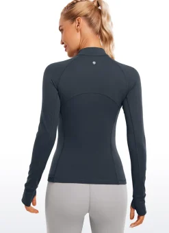 Brushed Thumbhole Half Zip Long Sleeve