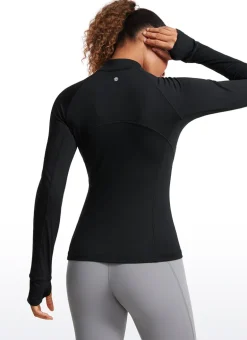 Brushed Thumbhole Half Zip Long Sleeve