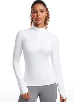 Brushed Thumbhole Half Zip Long Sleeve