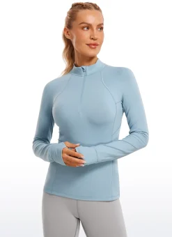Brushed Thumbhole Half Zip Long Sleeve