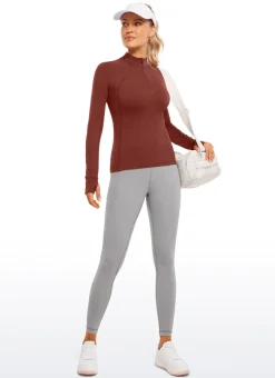 Brushed Thumbhole Half Zip Long Sleeve