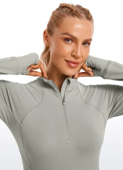 Brushed Thumbhole Half Zip Long Sleeve