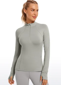 Brushed Thumbhole Half Zip Long Sleeve
