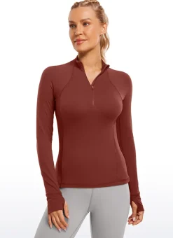 Brushed Thumbhole Half Zip Long Sleeve