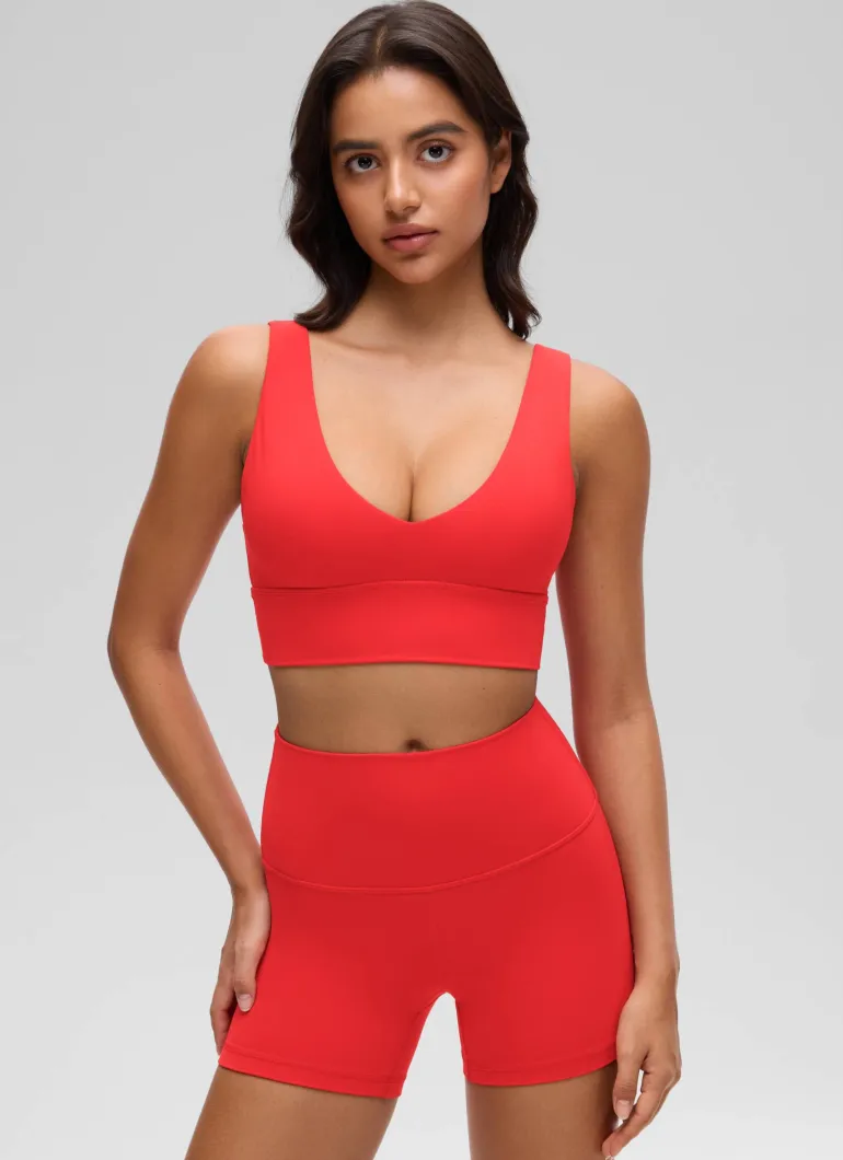 Butterluxe Deep V Neck Longline Sports Bra