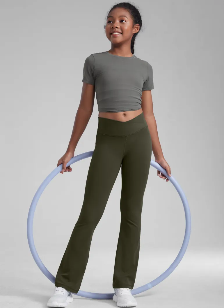Butterluxe Girls Crossover Flare Leggings