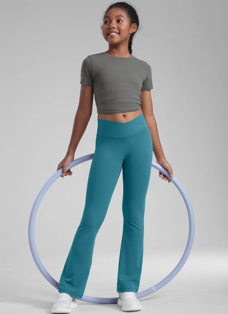 Butterluxe Girls Crossover Flare Leggings
