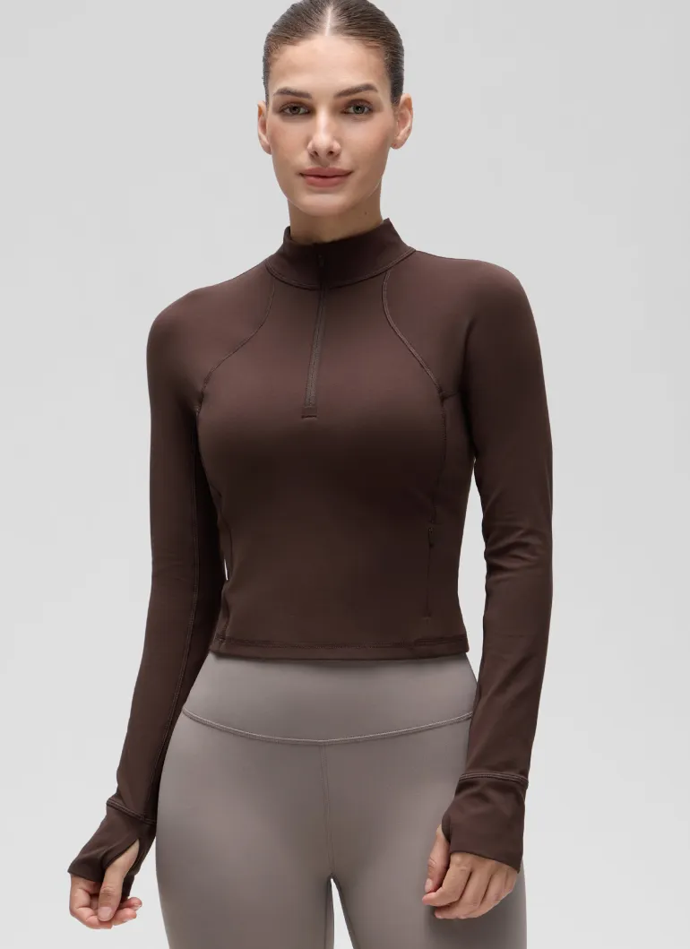 Butterluxe Half Zip Cropped Long Sleeve
