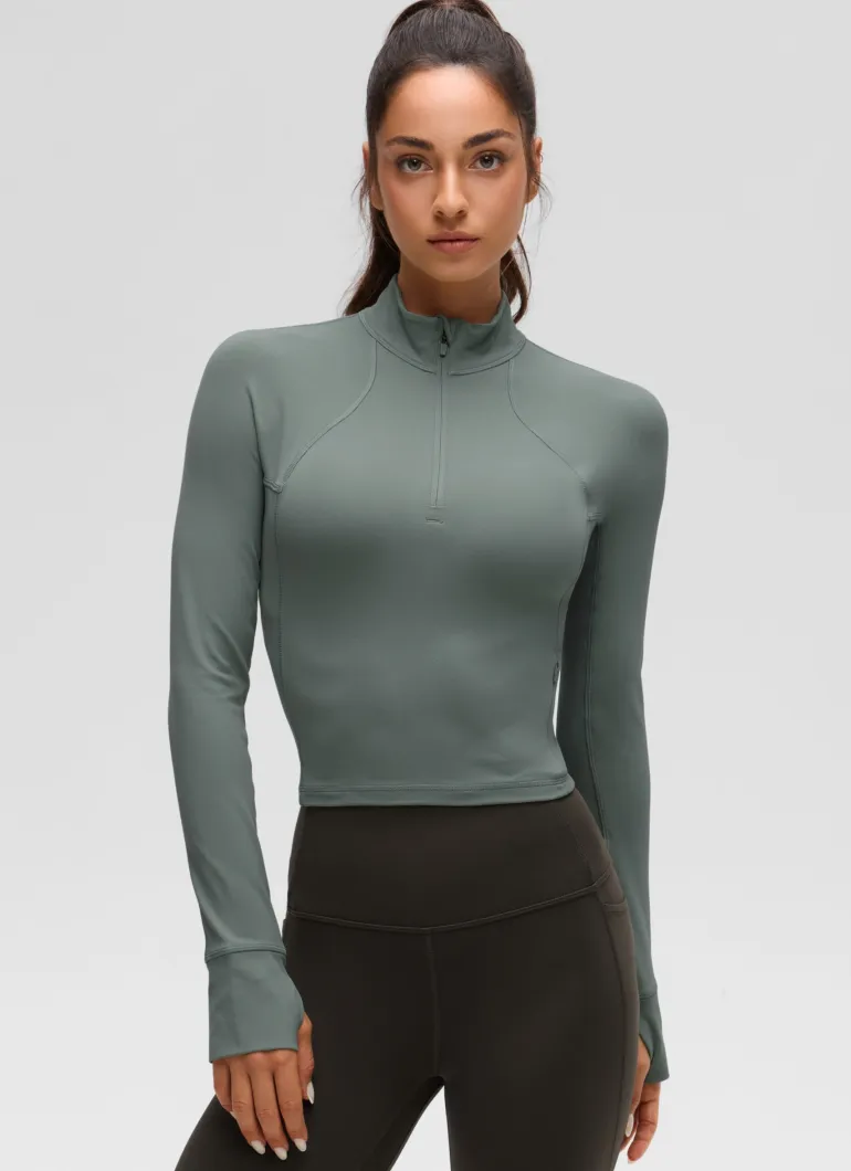 Butterluxe Half Zip Cropped Long Sleeve