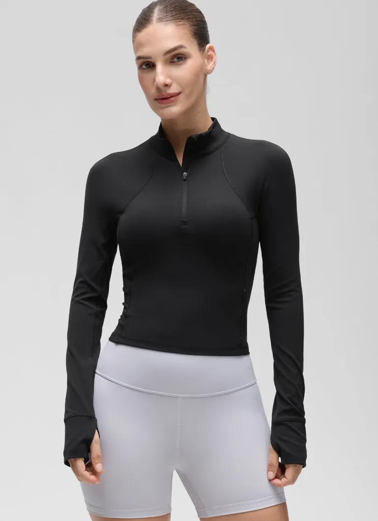 Butterluxe Half Zip Cropped Long Sleeve