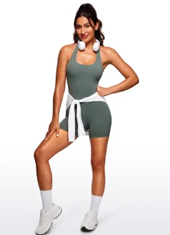 Butterluxe Halter Backless Athletic Rompers 6''