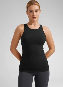 Butterluxe Hip Length Built-in Bra Tanks High Neck