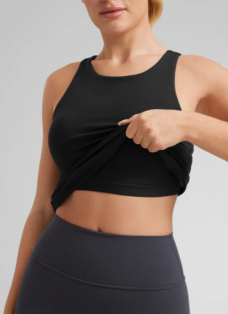 Butterluxe Hip Length Built-in Bra Tanks High Neck