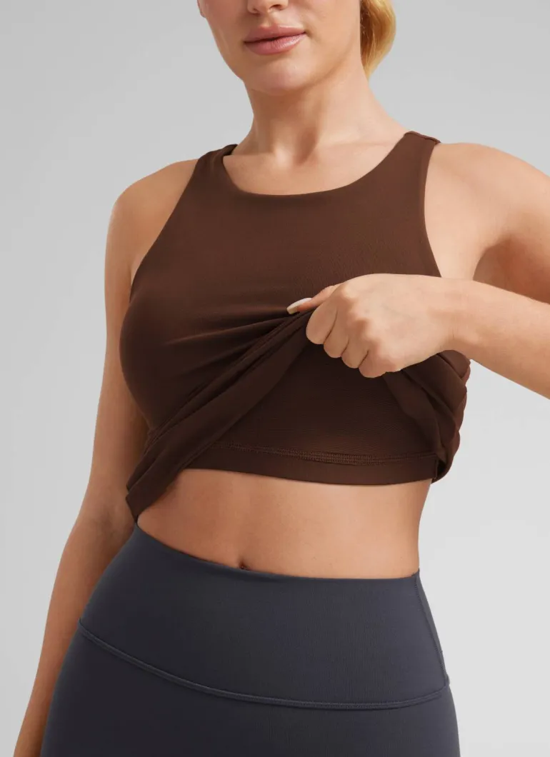 Butterluxe Hip Length Built-in Bra Tanks High Neck