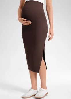 Butterluxe Maternity Midi Slit Skirt