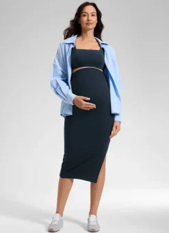 Butterluxe Maternity Midi Slit Skirt