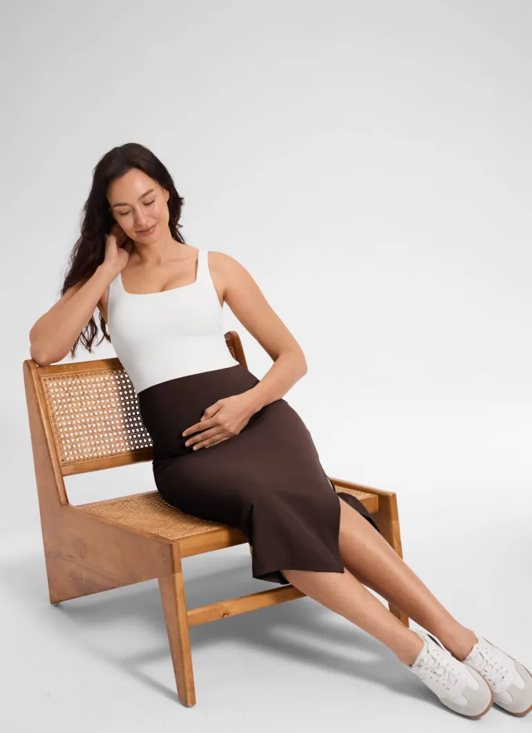 Butterluxe Maternity Midi Slit Skirt