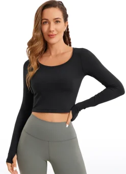 Butterluxe Scoop Neck Cropped Long Sleeve