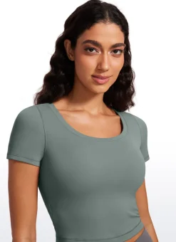 Butterluxe Scoop Neck Cropped Short Sleeves