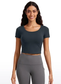 Butterluxe Scoop Neck Cropped Short Sleeves