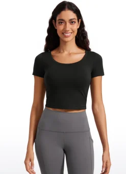 Butterluxe Scoop Neck Cropped Short Sleeves